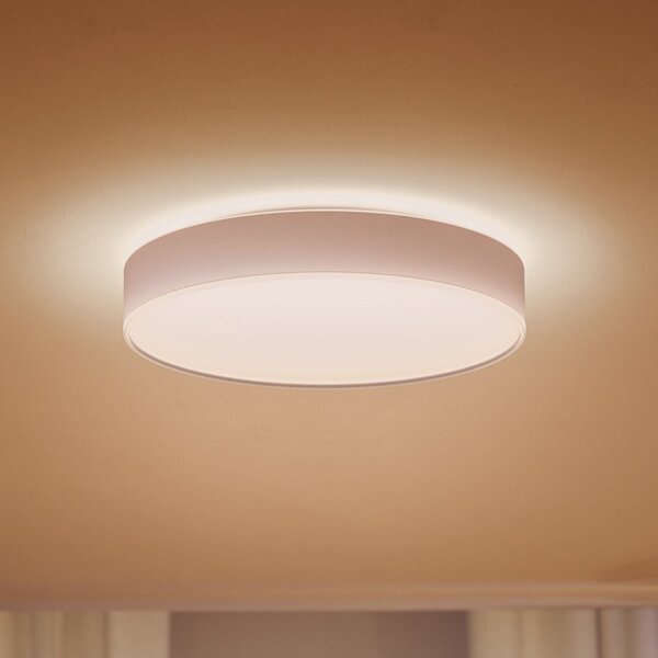 Philips Hue Φωτιστικό οροφής Enrave LED 42.5cm λευκό, ρυθμιζόμενος, Λευκό, Σαλόνι / τραπεζαρία, Μέταλλο, σύγχρονο