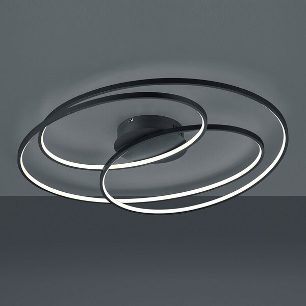 Trio Lighting Φωτιστικό οροφής LED Gale, 80 cm, μαύρο ματ, ρυθμιζόμενος, Μαύρο, Σαλόνι / τραπεζαρία, Μέταλλο, σύγχρονο