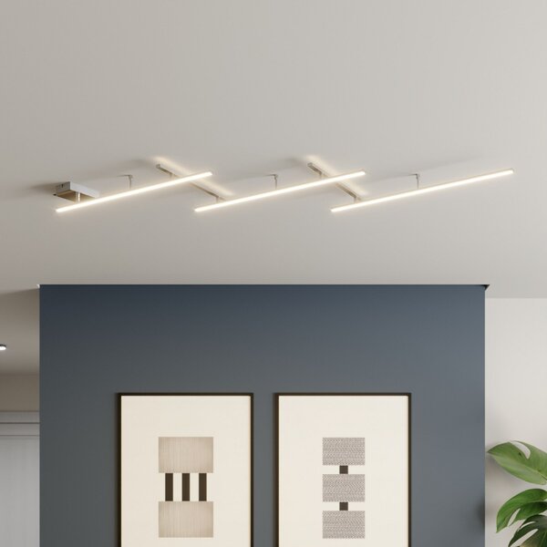 Trio Lighting Περιστρεφόμενη λάμπα οροφής LED Indira, ρυθμιστής έντασης φωτισμού, νικέλιο, ρυθμιζόμενος, Γκρι, Σαλόνι / τραπεζαρία, Μέταλλο, σύγχρονο