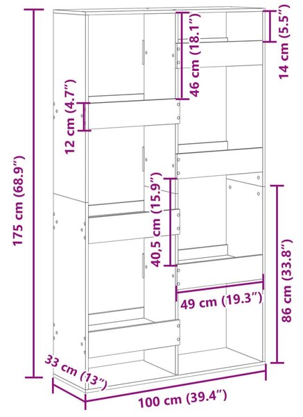 Βιβλιοθήκη/Διαχωριστικό Χώρου Λευκό 100x33x175 εκ. Επεξ. Ξύλο - Λευκό