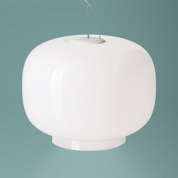 Foscarini Chouchin Bianco 1 κρεμαστό φωτιστικό E27 LED, ρυθμιζόμενος, Λευκό, Κουζίνα, Γυαλί, σχεδιασμός