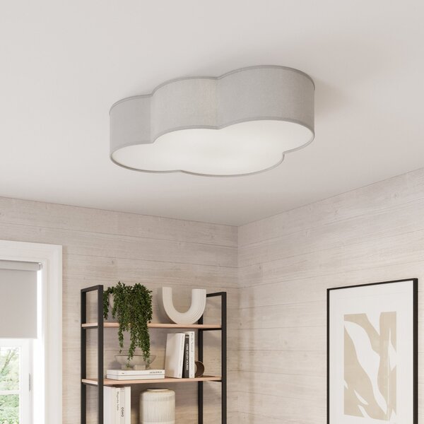 TK Lighting Φωτιστικό οροφής Cloud από ύφασμα, μήκος 62 cm, γκρι, ρυθμιζόμενος, Γκρι, Σαλόνι / τραπεζαρία, Ύφασμα / Κλωστοϋφαντουργία, Νεανική διαβίωση