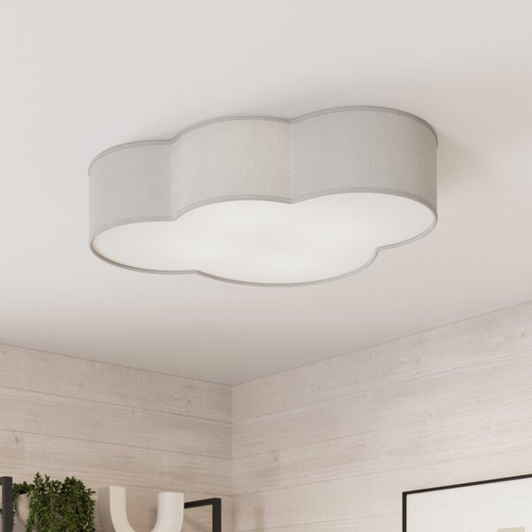 TK Lighting Φωτιστικό οροφής Cloud από ύφασμα, μήκος 62 cm, γκρι, ρυθμιζόμενος, Γκρι, Σαλόνι / τραπεζαρία, Ύφασμα / Κλωστοϋφαντουργία, Νεανική διαβίωση