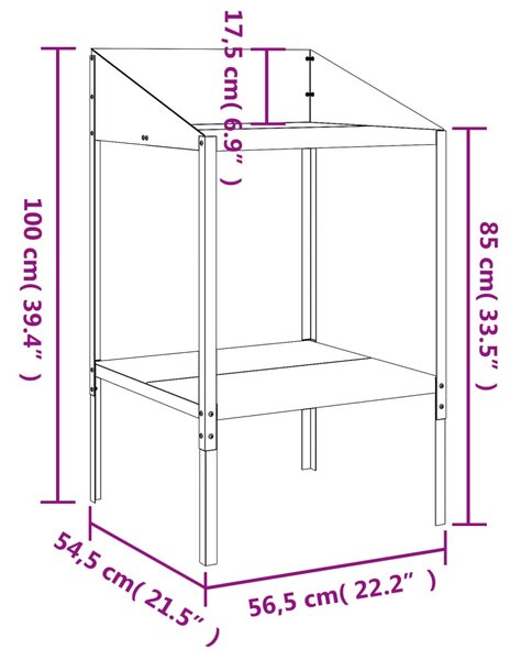 VidaXL Βάση Φυτών Ανθρακί 56,5 x 54,5 x 100 εκ. από Γαλβαν. Ατσάλι