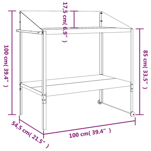 VidaXL Βάση Φυτών Ανθρακί 100 x 54,5 x 100 εκ. από Γαλβαν. Ατσάλι