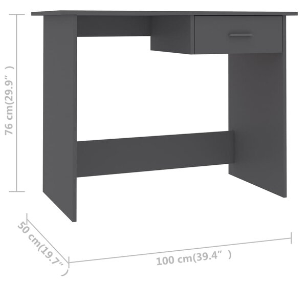 VidaXL Γραφείο Γκρι 100 x 50 x 76 εκ. από Μοριοσανίδα