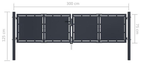VidaXL Πόρτα Περίφραξης Κήπου Ανθρακί 300 x 75 εκ. Ατσάλινη