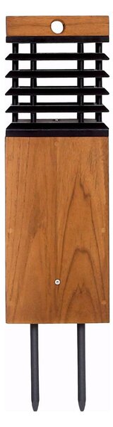 Les Jardins LED ηλιακός φωτισμός μονοπατιών Tekura, teak/γκρι, ακίδα, ρυθμιζόμενος, Ξύλου, Ξύλο, Εξωτερικό κολωνάκι / μονοπάτι