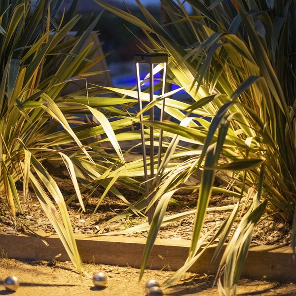 Les Jardins LED ηλιακός φακός Tinka, γκρι, 90 cm, ακίδα εδάφους, ρυθμιζόμενος, Γκρι, Μέταλλο, Υπαίθριος προβολέας / ακίδα εδάφους