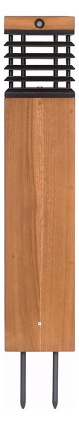 Les Jardins LED ηλιακός φωτισμός μονοπατιών Tekura, teak/γκρι, 75 cm, ρυθμιζόμενος, Ξύλου, Ξύλο, Εξωτερικό κολωνάκι / μονοπάτι