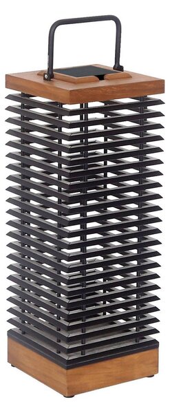 Les Jardins LED ηλιακό φανάρι Tekura, teak/γκρι, 66 cm, ρυθμιζόμενος, Ξύλου, Ξύλο, Φανάρι