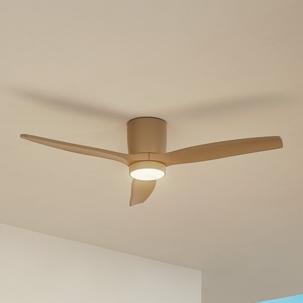 Lucande Ανεμιστήρας οροφής LED Sorin, μπεζ, DC, αθόρυβος, IP44, Μπεζ, Σαλόνι / τραπεζαρία, Μέταλλο, σύγχρονο