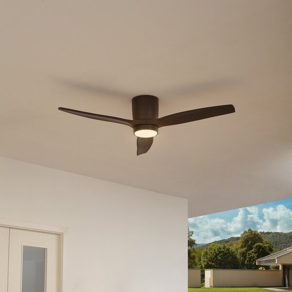 Lucande Ανεμιστήρας οροφής LED Sorin, μαύρος, DC, αθόρυβος, IP44, Μαύρο, Μελέτη / Γραφείο, Μέταλλο, σύγχρονο