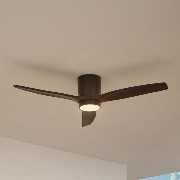 Lucande Ανεμιστήρας οροφής LED Sorin, μαύρος, DC, αθόρυβος, IP44, Μαύρο, Μελέτη / Γραφείο, Μέταλλο, σύγχρονο