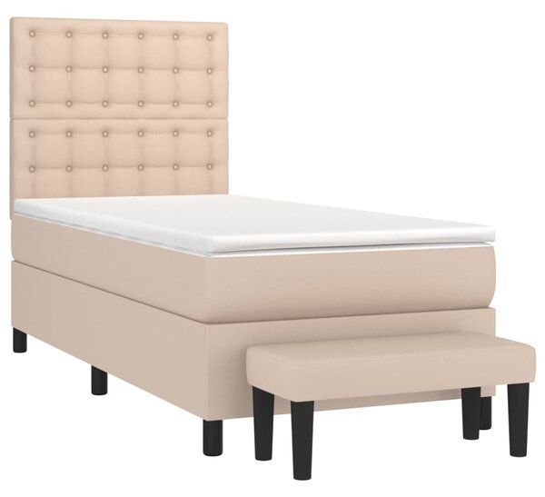 VidaXL Κρεβάτι Boxspring με Στρώμα Καπουτσίνο 80x200 εκ. Συνθ. Δέρμα