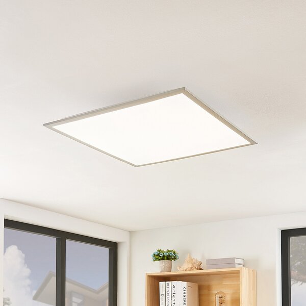 Lindby LED-Panel Stenley, 4.000 K, 60cm x 60cm, ασημί/λευκό, Λευκό, Κουζίνα, Πλαστικό, σύγχρονο