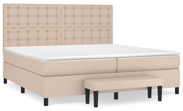 VidaXL Κρεβάτι Boxspring με Στρώμα Καπουτσίνο 200x200εκ.από Συνθ.Δέρμα