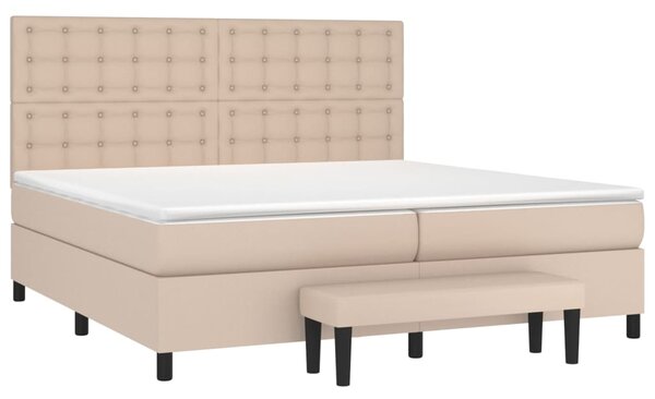 VidaXL Κρεβάτι Boxspring με Στρώμα Καπουτσίνο 200x200εκ.από Συνθ.Δέρμα