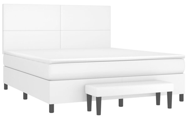 VidaXL Κρεβάτι Boxspring με Στρώμα Λευκό 160x200εκ.από Συνθετικό Δέρμα