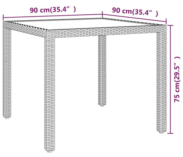 VidaXL Τραπέζι Κήπου Μπεζ 90x90x75 εκ. Συνθετικό Ρατάν