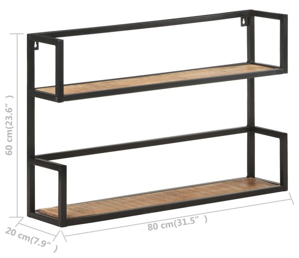 VidaXL Ραφιέρα Τοίχου 80x20x60 εκ. από Ακατέργαστο Ξύλο Μάνγκο