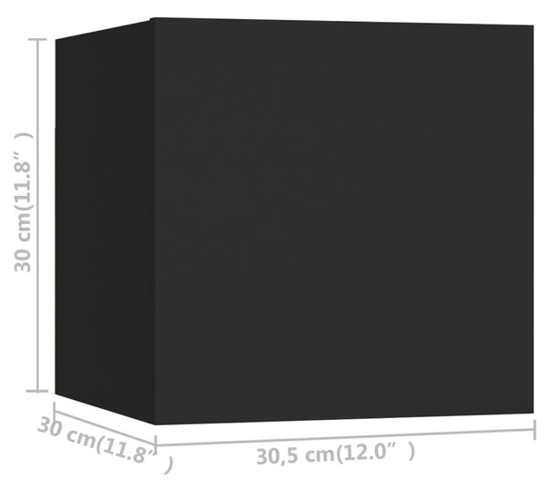 VidaXL Έπιπλα Τηλεόρασης Κρ. 8 τεμ. Μαύρα 30,5x30x30εκ από Μοριοσανίδα