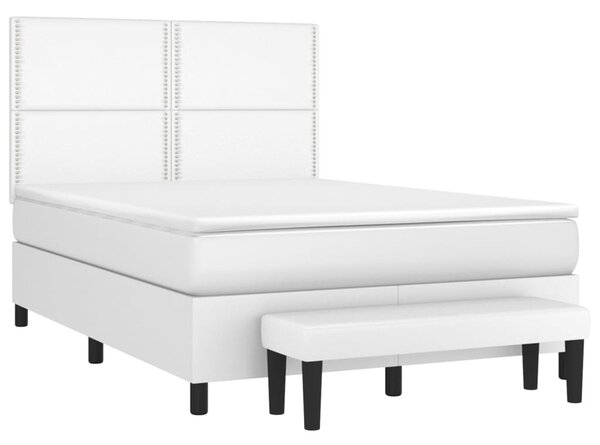 VidaXL Κρεβάτι Boxspring με Στρώμα Λευκό 140x200εκ.από Συνθετικό Δέρμα