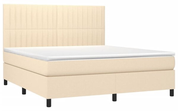 VidaXL Κρεβάτι Boxspring με Στρώμα Κρεμ 160x200 εκ. Υφασμάτινο