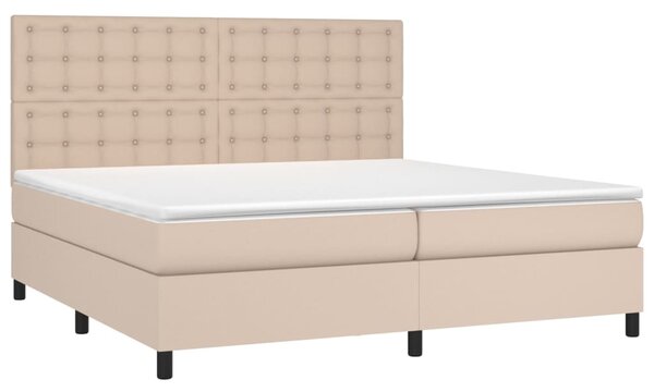 VidaXL Κρεβάτι Boxspring με Στρώμα Καπουτσίνο 200x200εκ.από Συνθ.Δέρμα