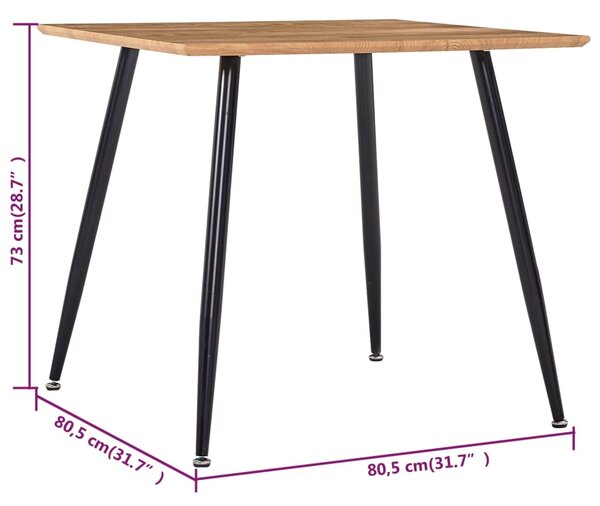 VidaXL Τραπεζαρία Χρώμα Δρυός / Μαύρη 80,5 x 80,5 x 73 εκ. από MDF