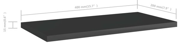 VidaXL Ράφια Βιβλιοθήκης 8 τεμ. Γυαλ. Μαύρο 40x20x1,5 εκ. Μοριοσανίδα