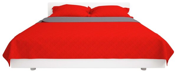 131555 vidaXL Double-sided Quilted Bedspread Red and Grey 170x210 cm