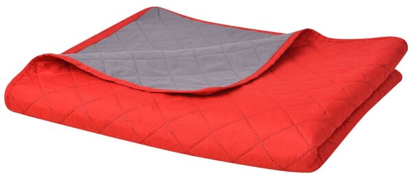 131555 vidaXL Double-sided Quilted Bedspread Red and Grey 170x210 cm