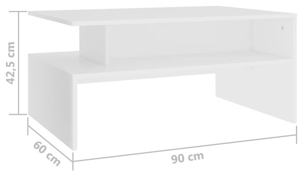 VidaXL Τραπεζάκι Σαλονιού Λευκό 90 x 60 x 42,5 εκ. από Μοριοσανίδα