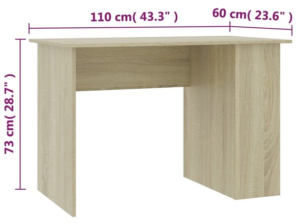 VidaXL Γραφείο Χρώμα Sonoma Δρυς 110 x 60 x 73 εκ. από Μοριοσανίδα