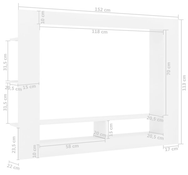 VidaXL Έπιπλο Τηλεόρασης Λευκό 152x22x113 εκ. από Επεξεργασμένο Ξύλο