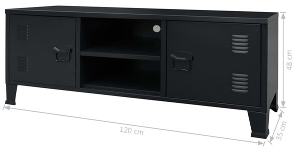 VidaXL Έπιπλο Τηλεόρασης Industrial Στιλ Μαύρο 120x35x48 εκ. Μεταλλικό