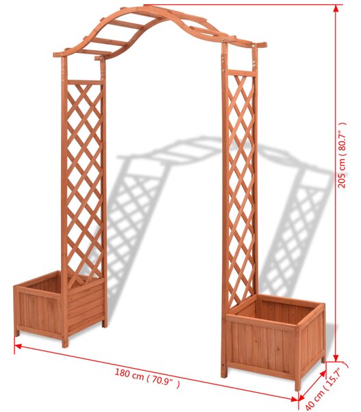 VidaXL Καφασωτό Αψίδα με Γλάστρες 180 x 40 x 205 εκ