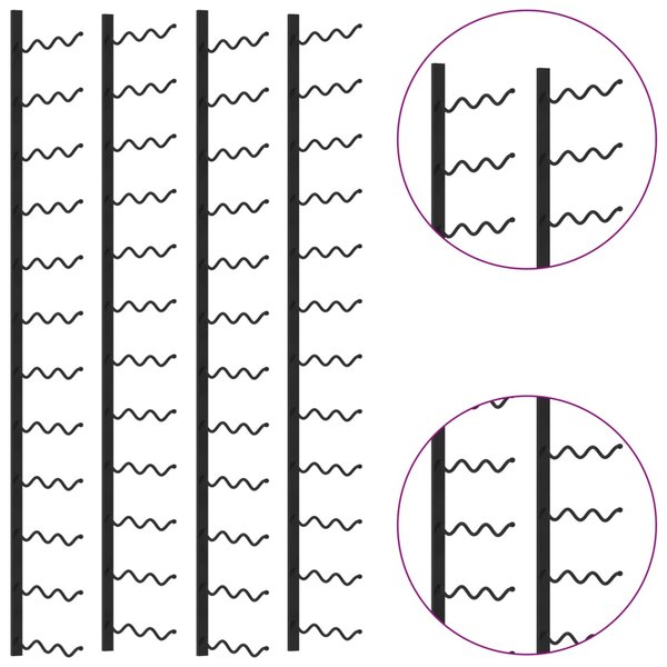 VidaXL Βάσεις Κρασιών Τοίχου 2 τεμ. για 72 Φιάλες Μαύρες Σιδερένιες