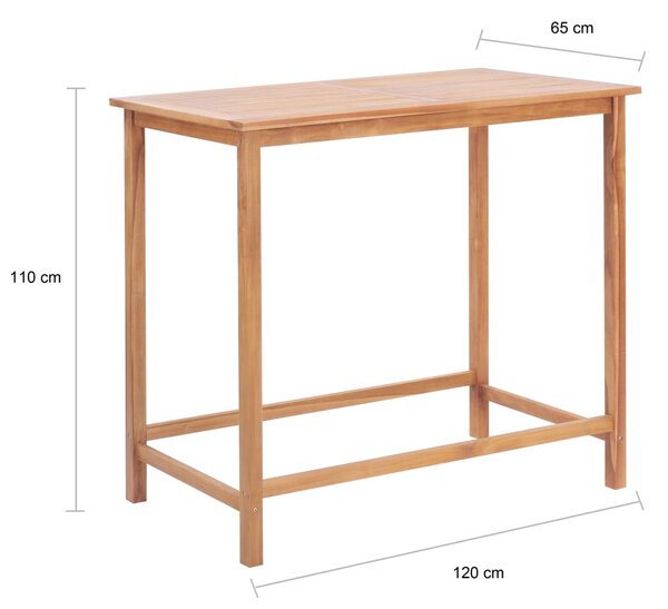 VidaXL Τραπέζι Μπαρ Κήπου 120 x 65 x 110 εκ. από Μασίφ Ξύλο Teak