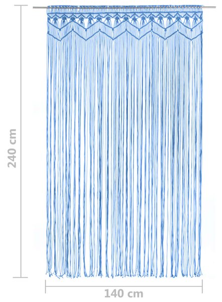 VidaXL Κουρτίνα Μακραμέ Μπλε 140 x 240 εκ. Βαμβακερή