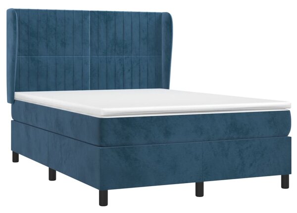 VidaXL Κρεβάτι Boxspring με Στρώμα Σκούρο Μπλε 140x190 εκ. Βελούδινο