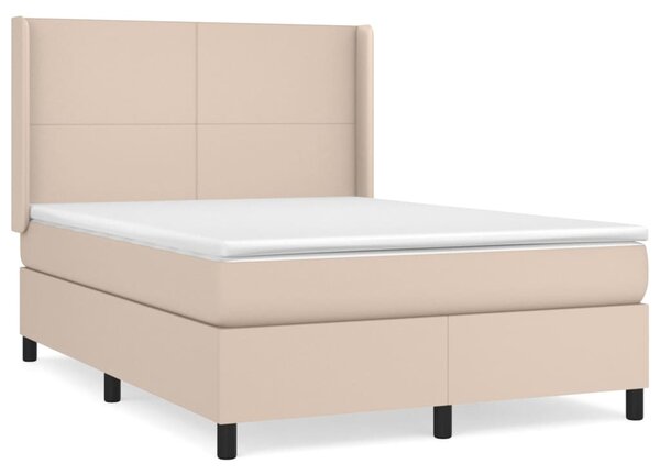 VidaXL Κρεβάτι Boxspring με Στρώμα Καπουτσίνο 140x190εκ.από Συνθ.Δέρμα