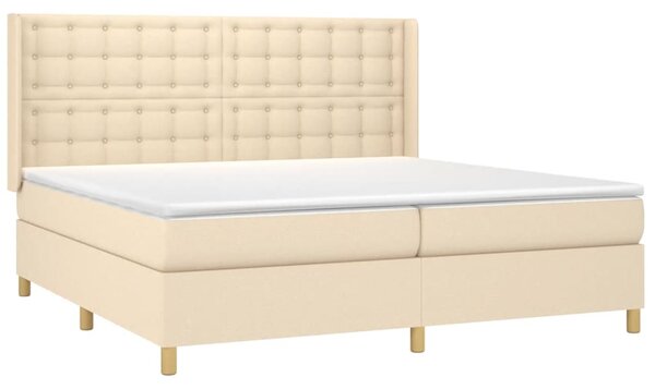 VidaXL Κρεβάτι Boxspring με Στρώμα Κρεμ 200x200 εκ. Υφασμάτινο