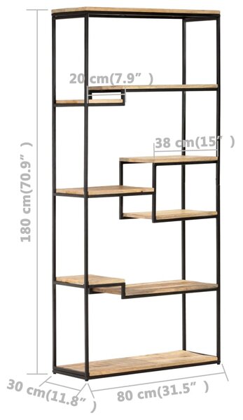 VidaXL Βιβλιοθήκη 80 x 30 x 180 εκ. από Ακατέργαστο Ξύλο Μάνγκο