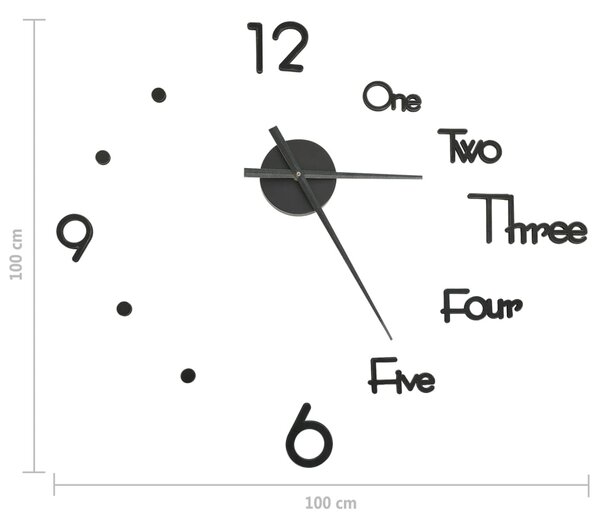 VidaXL Ρολόι Τοίχου Τρισδιάστατο Μοντέρνο Μαύρο 100 εκ. XXL