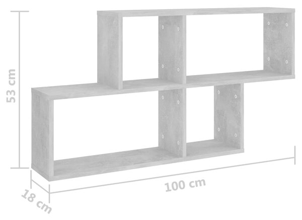 VidaXL Ράφι Τοίχου Γκρι Σκυροδέματος 100 x 18 x 53 εκ. από Επεξ. Ξύλο