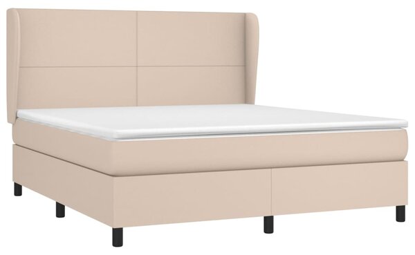 VidaXL Κρεβάτι Boxspring με Στρώμα Καπουτσίνο 160x200εκ.από Συνθ.Δέρμα