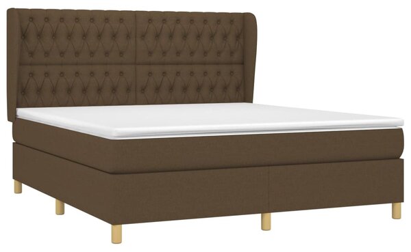 VidaXL Κρεβάτι Boxspring με Στρώμα Σκούρο Καφέ 180x200 εκ Υφασμάτινο