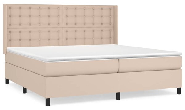 VidaXL Κρεβάτι Boxspring με Στρώμα Καπουτσίνο 200x200εκ.από Συνθ.Δέρμα